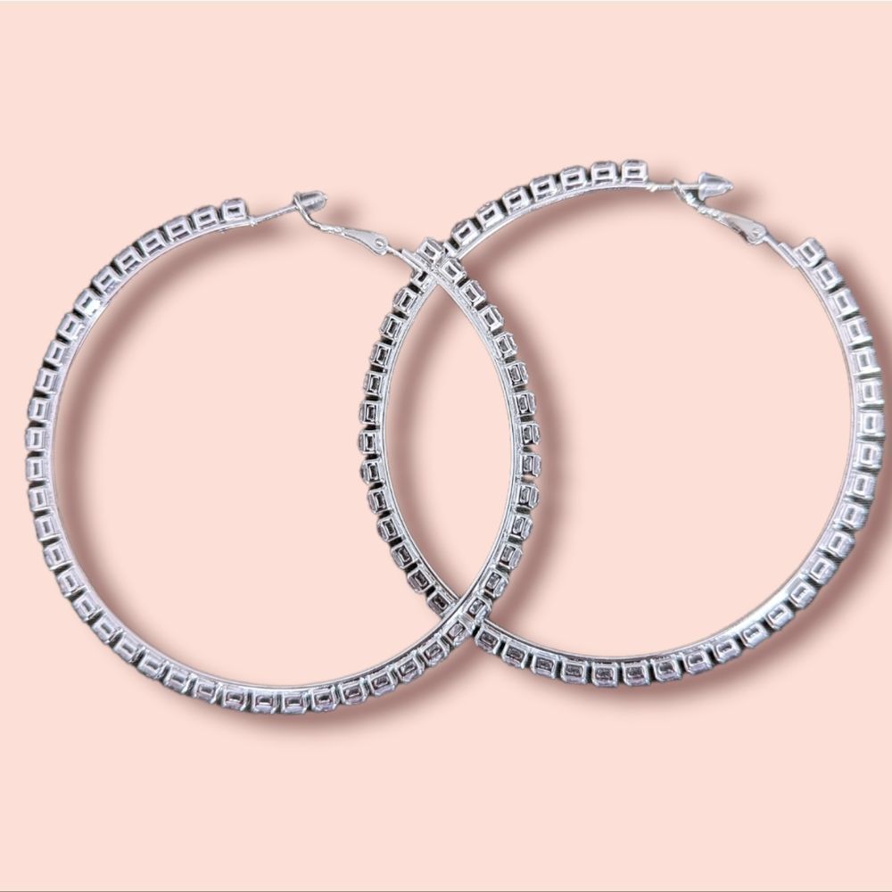 FASHION RHINESTONE HOOP EARRINGS